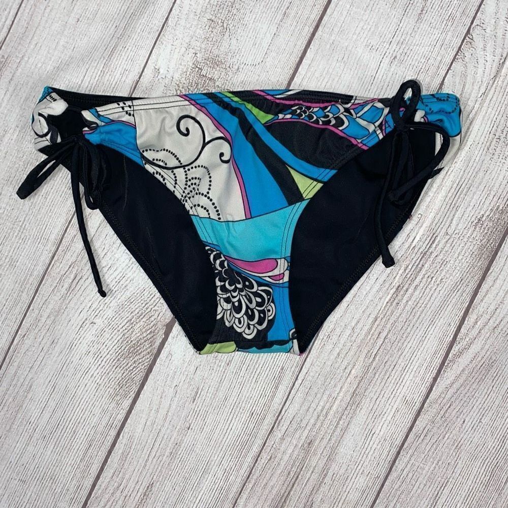 Women’s swimwear tropical print bikini bottom w/side ties sz med women